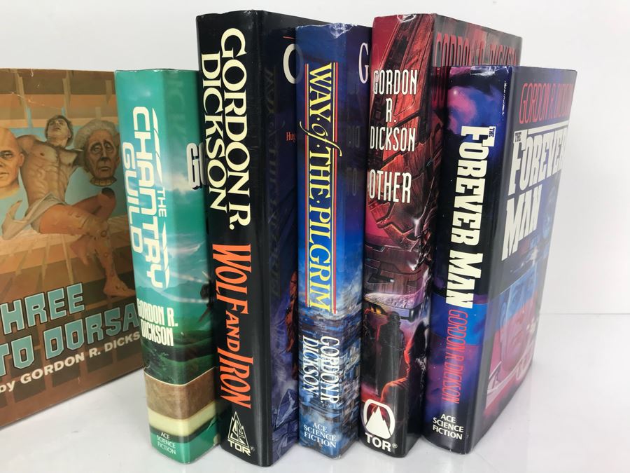 (8) Gordon R. Dickson Hardcover Books - (5) Hardcover Books On Right Are First Editions [Photo 2]