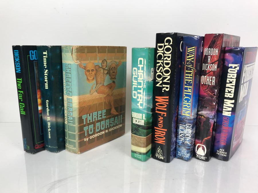 (8) Gordon R. Dickson Hardcover Books - (5) Hardcover Books On Right Are First Editions [Photo 1]