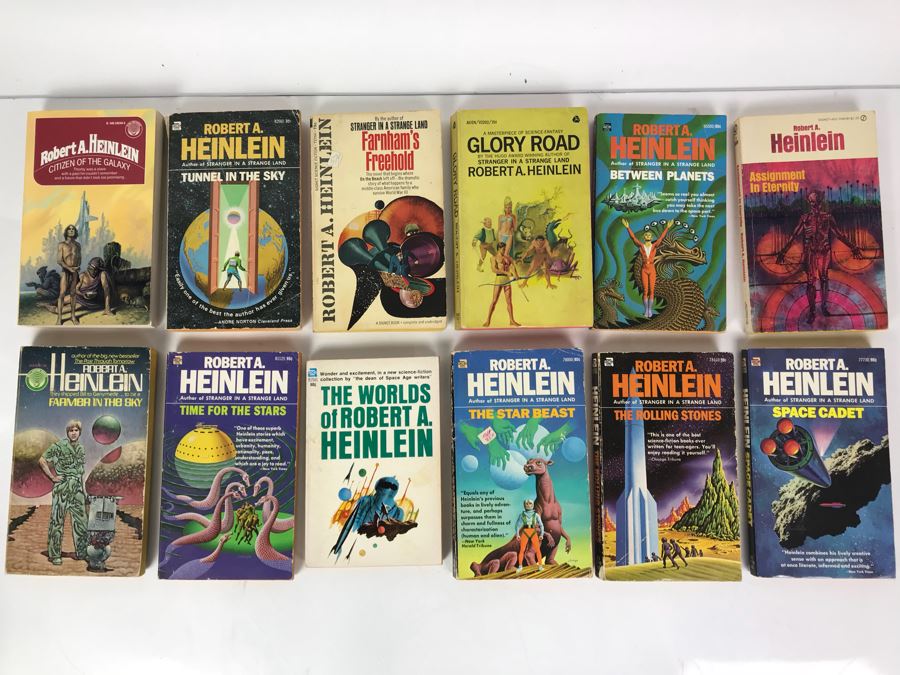 (12) Vintage Paperback Books By Robert A. Heinlein