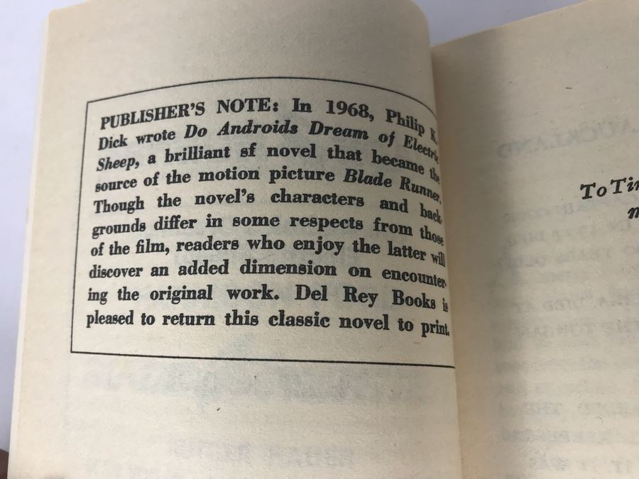 Paperback Book 'Blade Runner' Movie 'Do Androids Dream Of Electric Sheep' By Philip K. Dick [Photo 7]