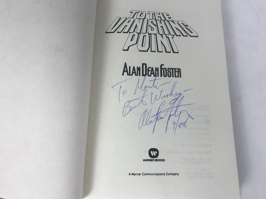 Signed Hardcover First Printing Book 'To The Vanishing Point' By Alan Dean Foster [Photo 2]
