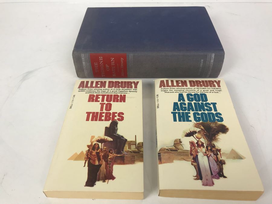 First Edition Hardcover Book 'The Throne Of Saturn: A Novel Of Space And Politics' And (2) Paperback Books By Allen Drury