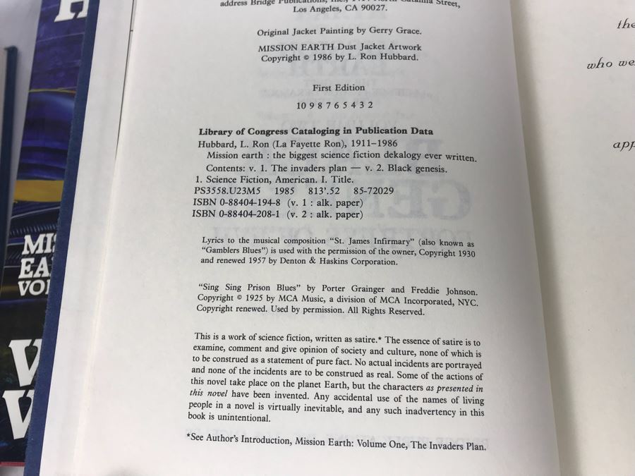 Hardcover First Edition Books By L. Ron Hubbard: Mission Earth Volumes 1 'The Invaders Plane', 2 'Black Genesis' And 9 'Villainy Victorious' [Photo 9]