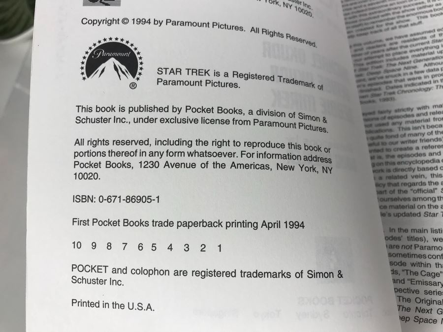 Collection Of First Edition Star Trek Books (One Hardcover Book) [Photo 7]