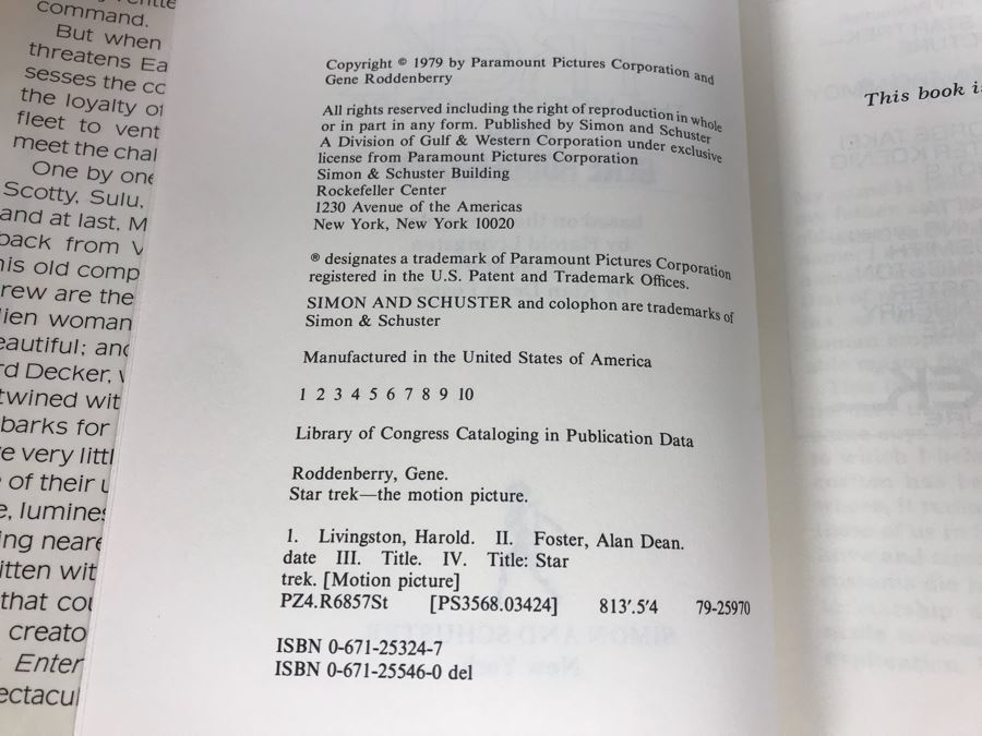 Star Trek The Motion Picture First Edition Hardcover Book By Gene Roddenberry [Photo 4]