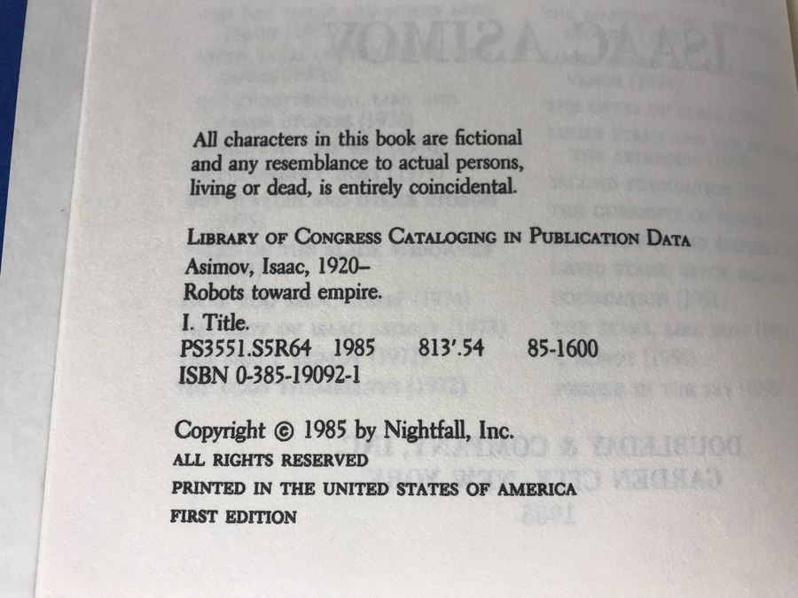 Isaac Asimov First Editon Hardcover Books: Foundation's Edge, Robots And Empire And Nemesis [Photo 6]