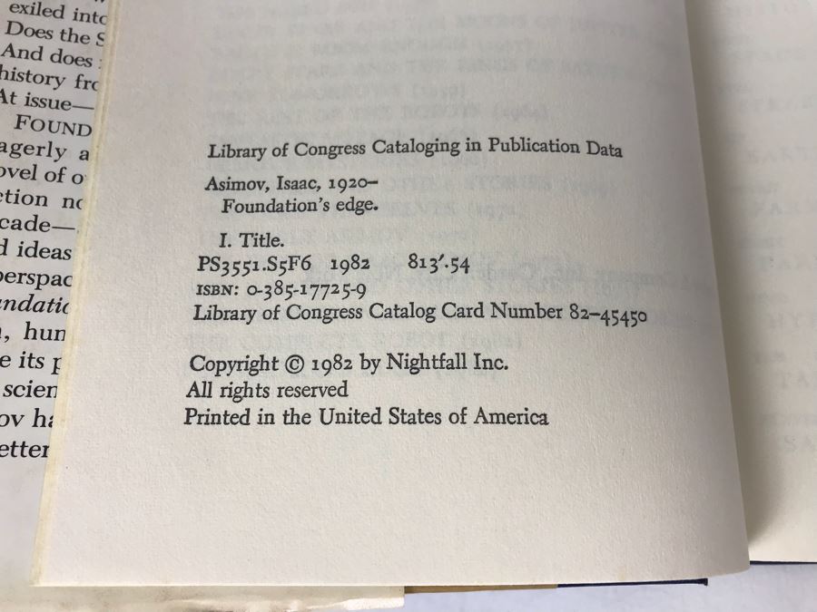 Isaac Asimov First Editon Hardcover Books: Foundation's Edge, Robots And Empire And Nemesis [Photo 8]