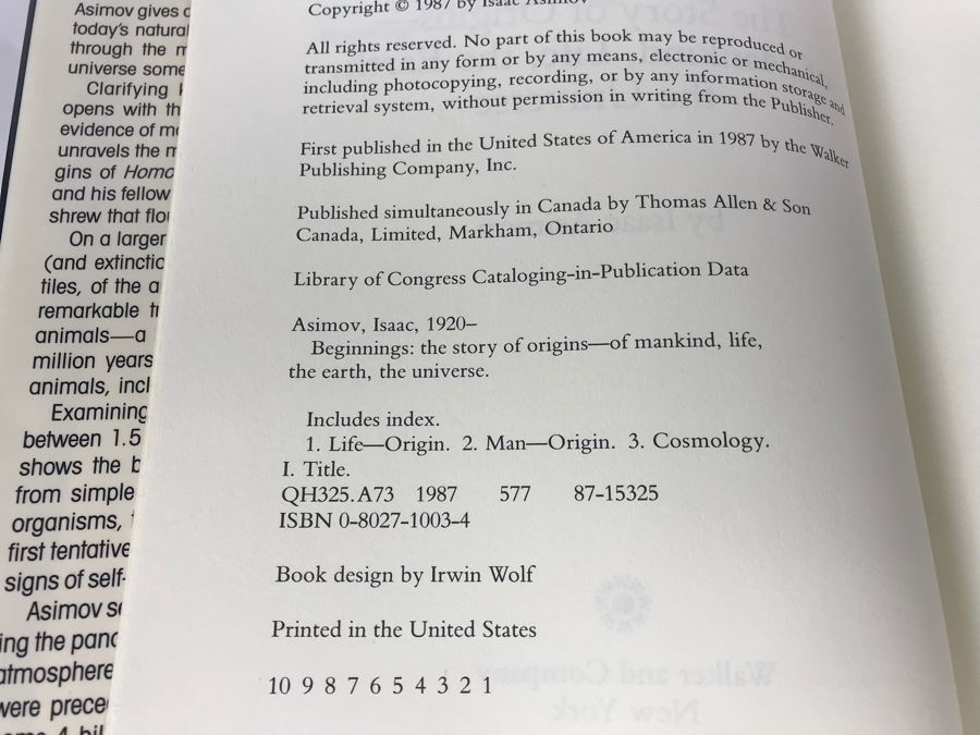 Isaac Asimov First Editon Hardcover Books: The Collapsing Universe, The Story Of Origins - Of Mankind, Life, The Earth, The Universe, Twentieth Century Disovery [Photo 6]