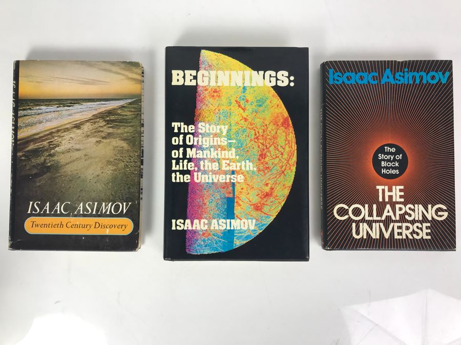 Isaac Asimov First Editon Hardcover Books: The Collapsing Universe, The Story Of Origins - Of Mankind, Life, The Earth, The Universe, Twentieth Century Disovery
