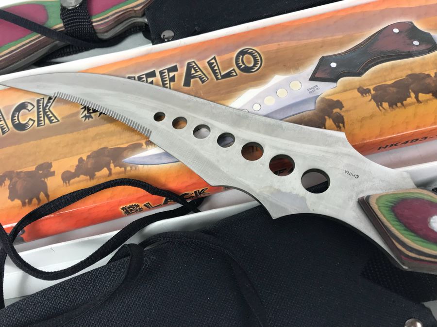 Pair Of Black Buffalo Fantasy Knives New Old Stock HK493-160 [Photo 9]
