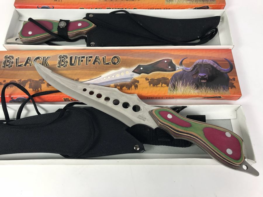 Pair Of Black Buffalo Fantasy Knives New Old Stock HK493-160 [Photo 6]