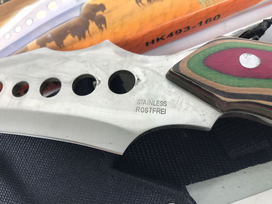 Pair Of Black Buffalo Fantasy Knives New Old Stock HK493-160 [Photo 8]