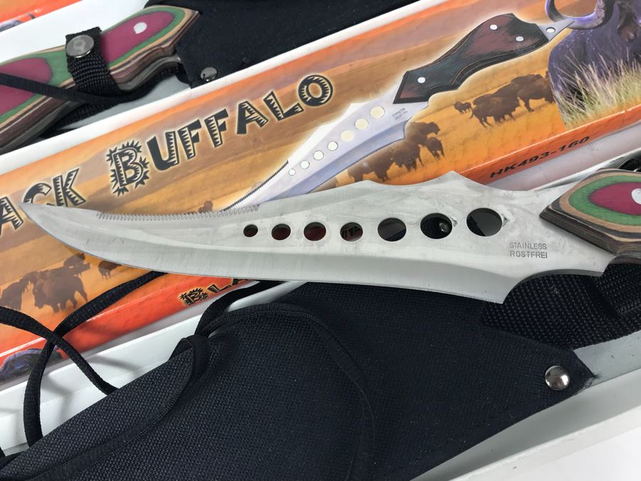 Pair Of Black Buffalo Fantasy Knives New Old Stock HK493-160 [Photo 7]