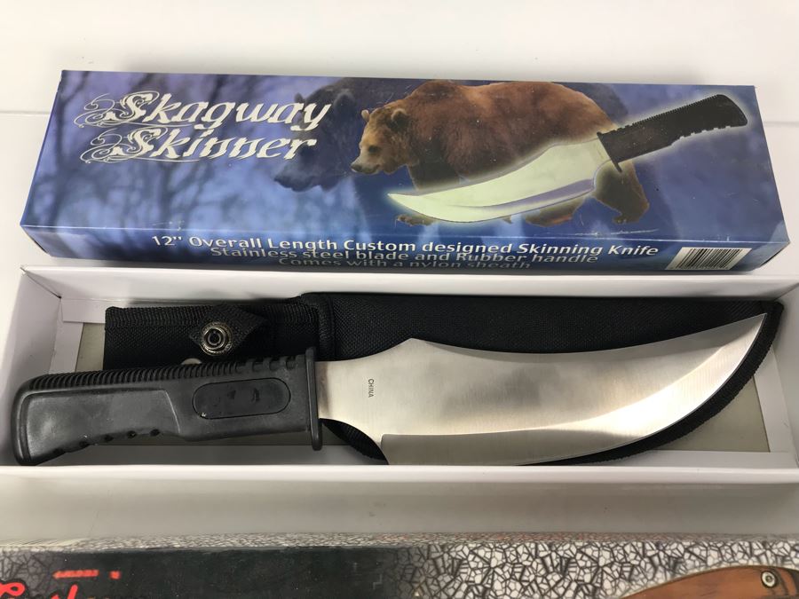 Fantasy Knives: Pair Of Frost Cutlery Road Warrior Knives And Skagway Skinner Knife New Old Stock [Photo 8]