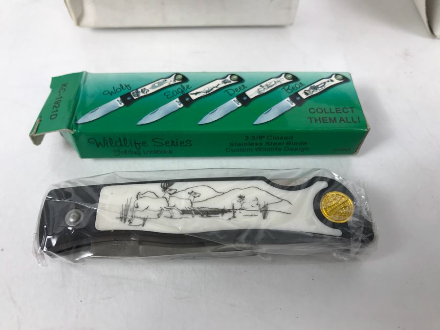 Wildlife Series Pocket Knives New Old Stock 12 Pieces And The Vulture II Pocket Knives New Old Stock 8 Pieces [Photo 3]