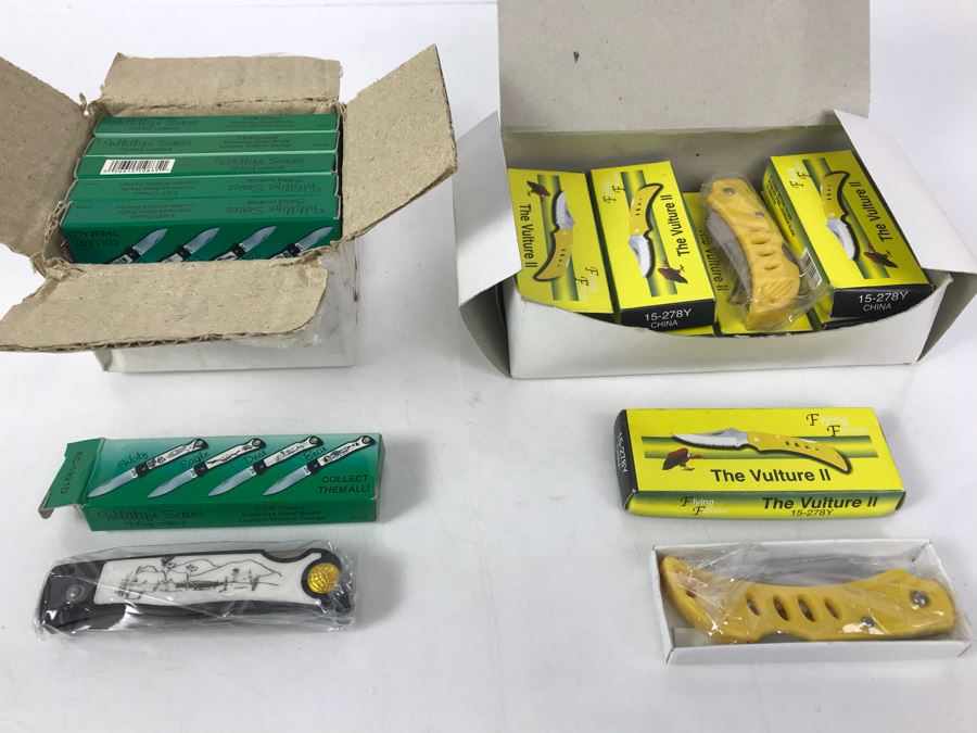 Wildlife Series Pocket Knives New Old Stock 12 Pieces And The Vulture II Pocket Knives New Old Stock 8 Pieces [Photo 2]