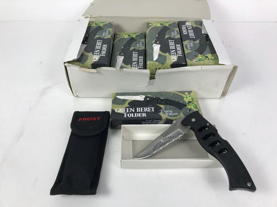 Frost Cutlery Green Beret Folder Flying Falcon Pocket Knives New Old Stock 12 Pieces [Photo 3]