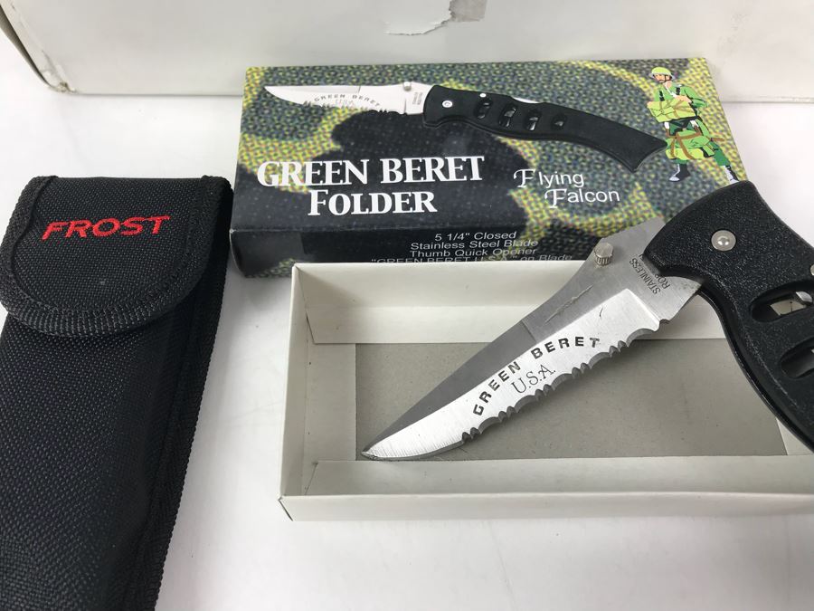 Frost Cutlery Green Beret Folder Flying Falcon Pocket Knives New Old Stock 12 Pieces [Photo 4]