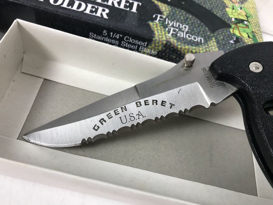 Frost Cutlery Green Beret Folder Flying Falcon Pocket Knives New Old Stock 12 Pieces [Photo 5]