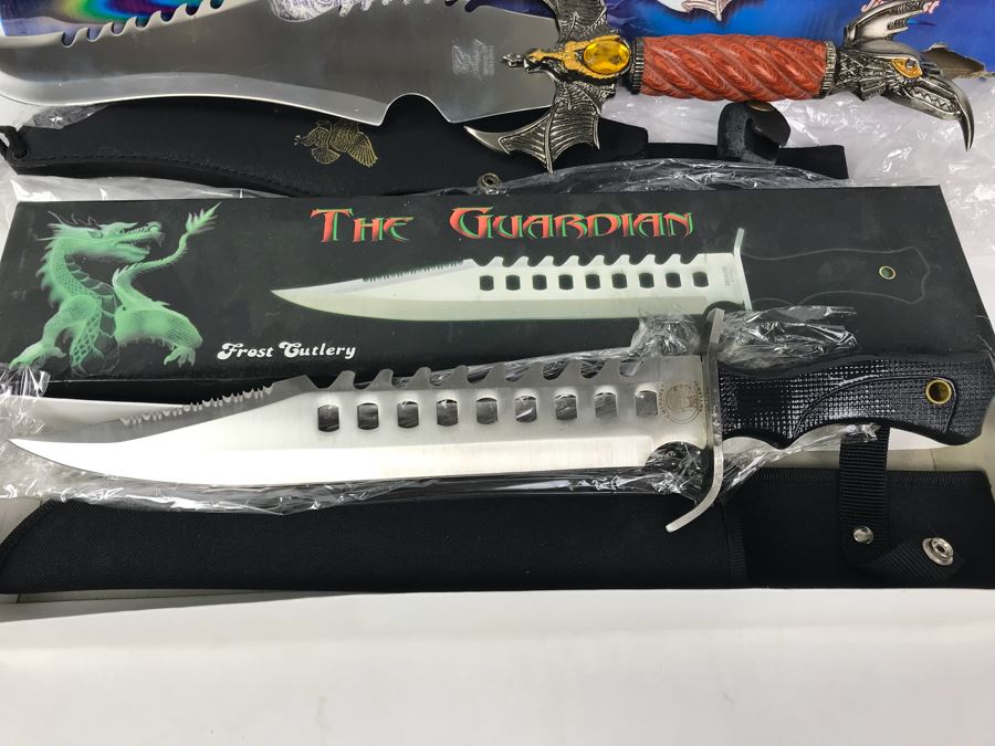 Set Of (2) Fantasy Knives With Boxes: Immortal Warrior And The Guardian By Frost Cutlery [Photo 3]