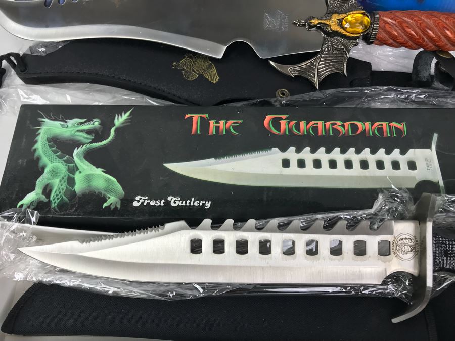 Set Of (2) Fantasy Knives With Boxes: Immortal Warrior And The Guardian By Frost Cutlery [Photo 5]