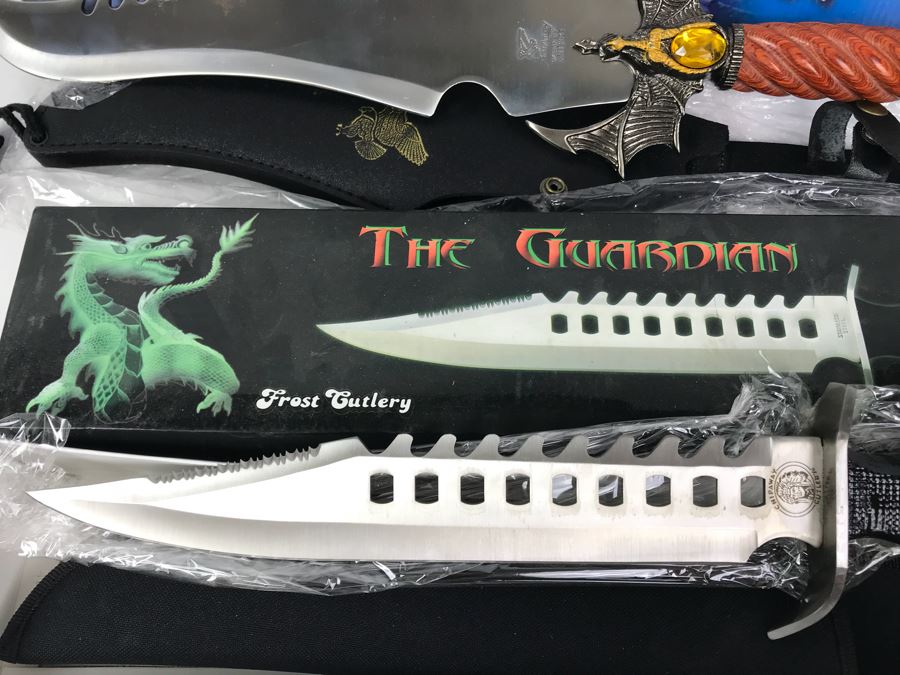 Set Of (2) Fantasy Knives With Boxes: Immortal Warrior And The Guardian By Frost Cutlery [Photo 4]