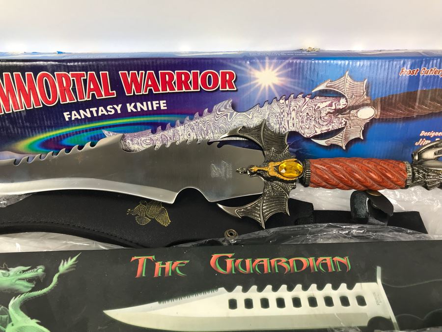 Set Of (2) Fantasy Knives With Boxes: Immortal Warrior And The Guardian By Frost Cutlery [Photo 6]