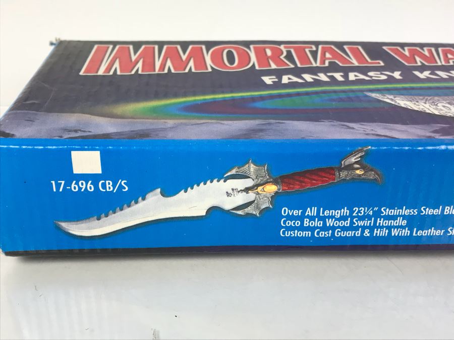 Set Of (2) Fantasy Knives With Boxes: Immortal Warrior And The Guardian By Frost Cutlery [Photo 20]