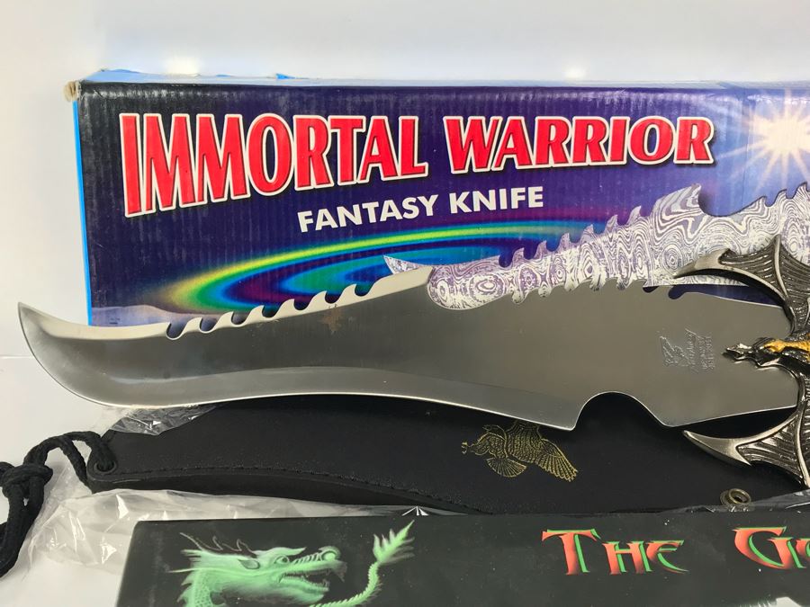 Set Of (2) Fantasy Knives With Boxes: Immortal Warrior And The Guardian By Frost Cutlery [Photo 13]
