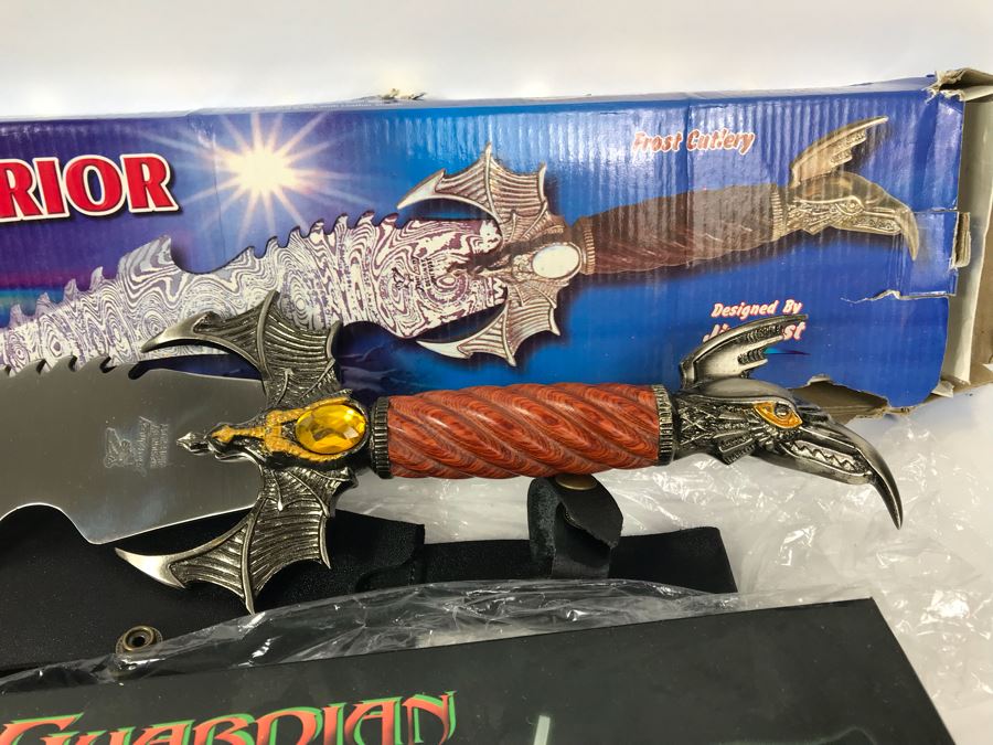 Set Of (2) Fantasy Knives With Boxes: Immortal Warrior And The Guardian By Frost Cutlery [Photo 7]