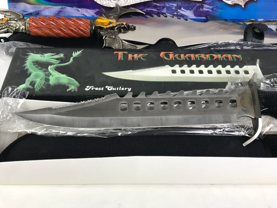 Set Of (2) Fantasy Knives With Boxes: Immortal Warrior And The Guardian By Frost Cutlery [Photo 17]