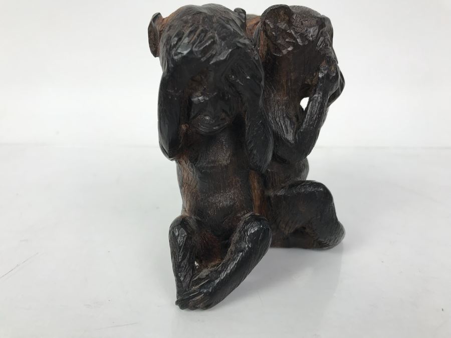 Carved Ironwood Figurine Three Wise Monkeys: See No Evil, Hear No Evil, Speak No Evil [Photo 7]