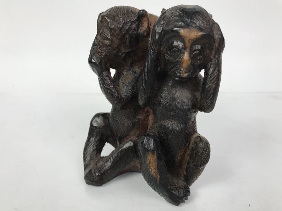 Carved Ironwood Figurine Three Wise Monkeys: See No Evil, Hear No Evil, Speak No Evil [Photo 5]