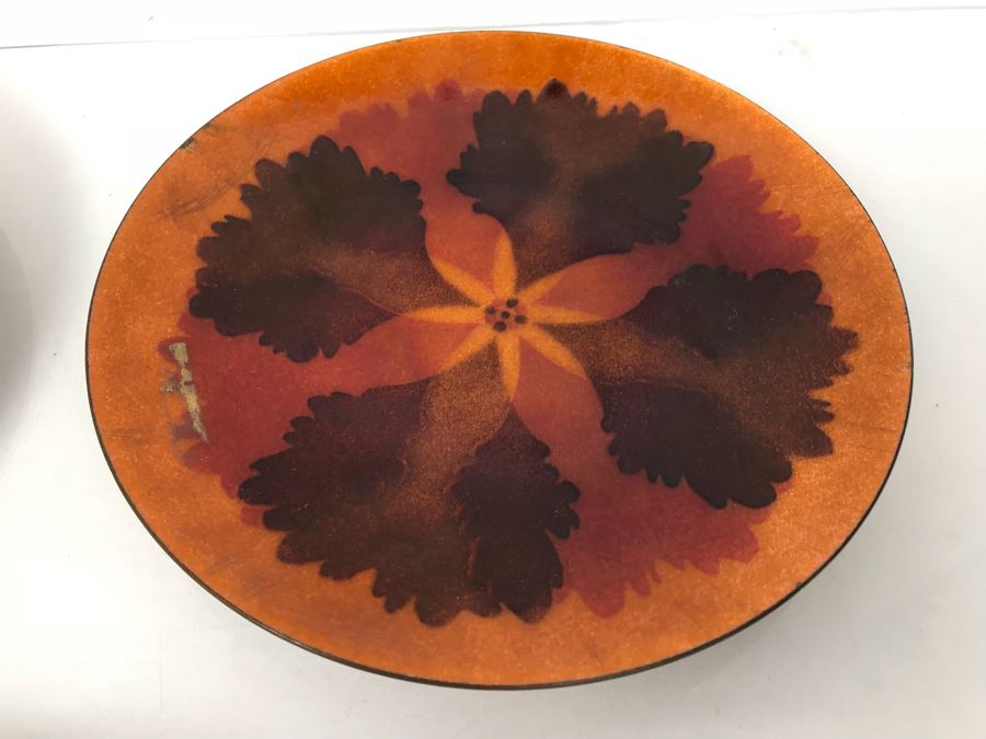 JUST ADDED - (3) Annemarie Davidson Handcrafted Mid-Century Enamel Plates [Photo 8]