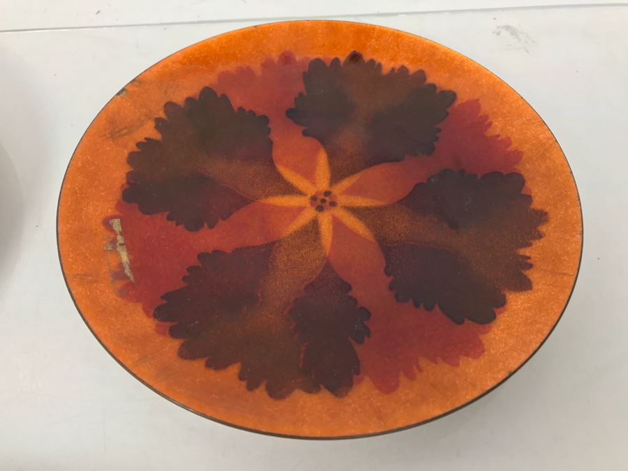 JUST ADDED - (3) Annemarie Davidson Handcrafted Mid-Century Enamel Plates [Photo 9]