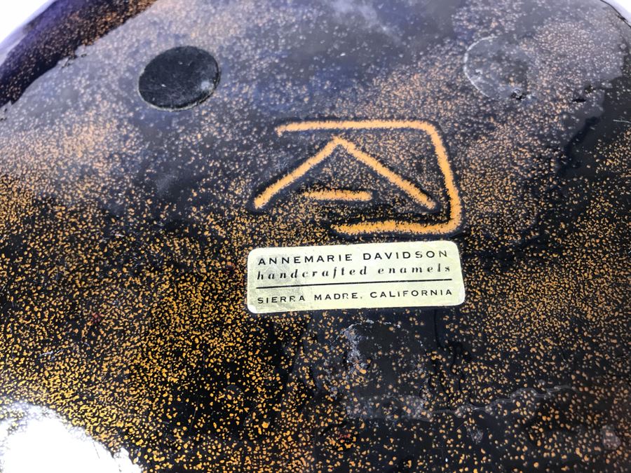 JUST ADDED - (5) Various Handcrafted Mid-Century Enamel Ware Plates Bowls Including Annemarie Davidson [Photo 13]