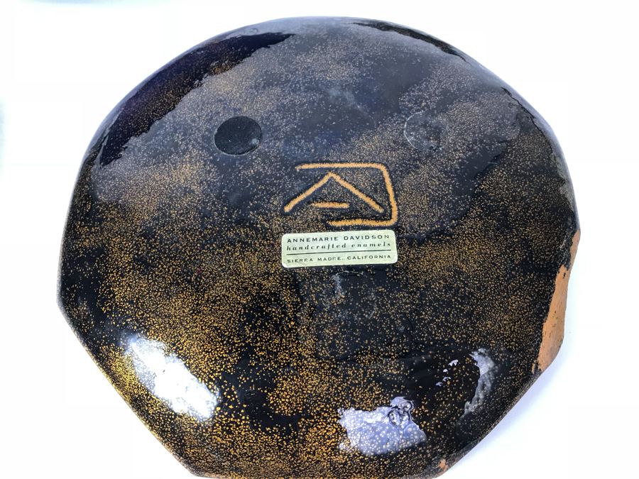 JUST ADDED - (5) Various Handcrafted Mid-Century Enamel Ware Plates Bowls Including Annemarie Davidson [Photo 12]