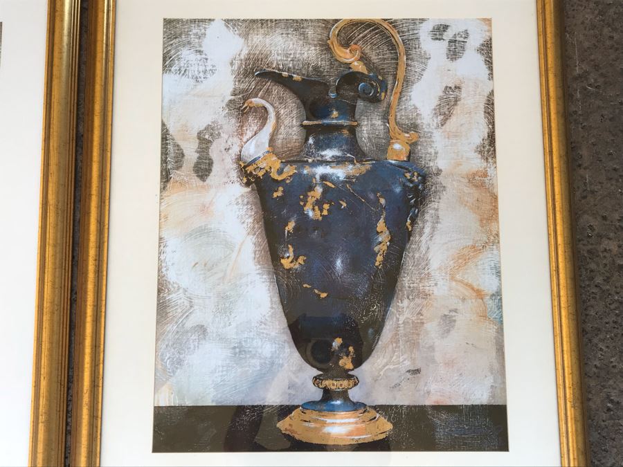 JUST ADDED - Pair Of Gilt Framed Prints Of Vase And Ewer 31' X 37' [Photo 9]