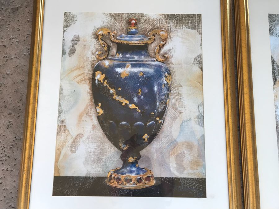 JUST ADDED - Pair Of Gilt Framed Prints Of Vase And Ewer 31' X 37' [Photo 3]