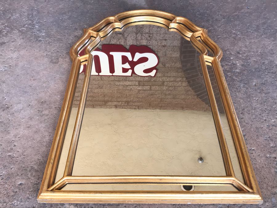 JUST ADDED - Mid-Century Gold Tone Mirror 25.5' X 41' [Photo 4]