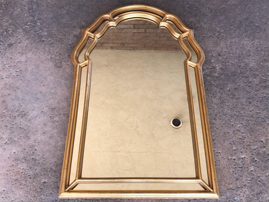 JUST ADDED - Mid-Century Gold Tone Mirror 25.5' X 41' [Photo 2]