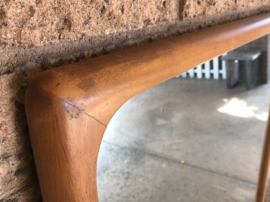 JUST ADDED - Mid-Century Walnut Wall Mirror 28.5' X 52.5' [Photo 2]