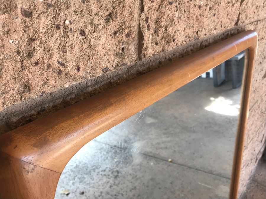 JUST ADDED - Mid-Century Walnut Wall Mirror 28.5' X 52.5' [Photo 3]