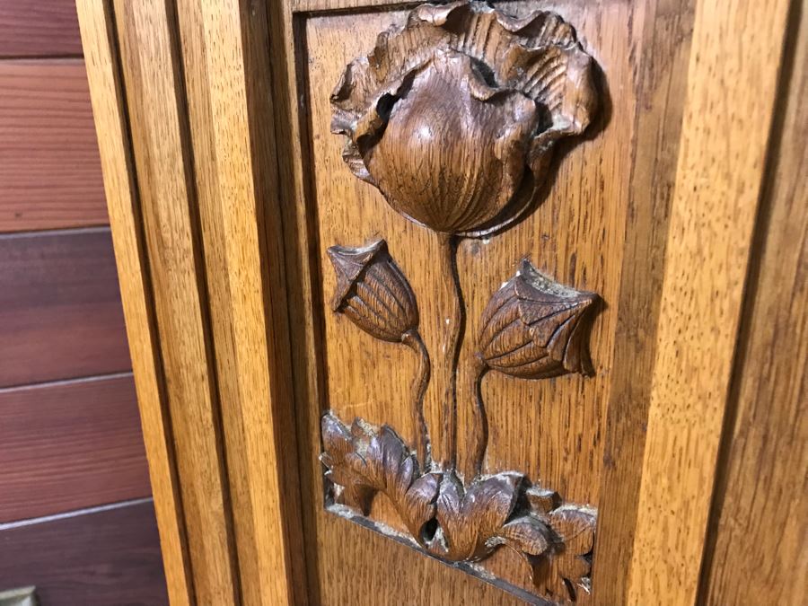 Stunning Arts & Crafts Carved Wooden Grandfather Case Clock With D.G.M.S. Clock Movement - Was Working May Need Servicing [Photo 6]