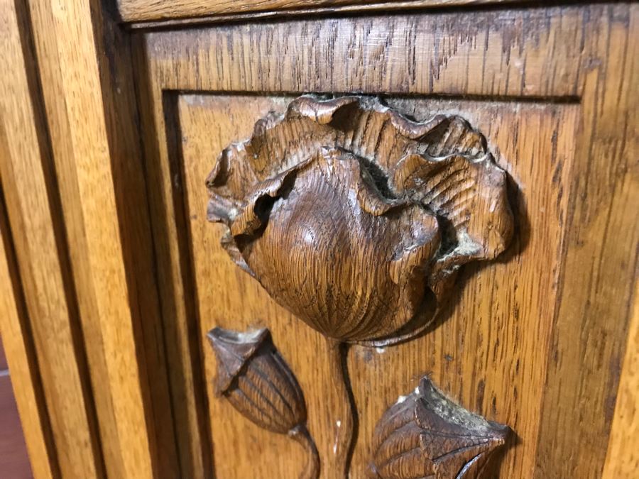 Stunning Arts & Crafts Carved Wooden Grandfather Case Clock With D.G.M.S. Clock Movement - Was Working May Need Servicing [Photo 7]