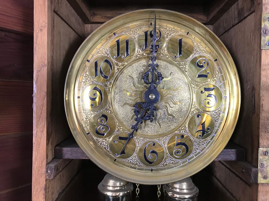 Stunning Arts & Crafts Carved Wooden Grandfather Case Clock With D.G.M.S. Clock Movement - Was Working May Need Servicing [Photo 9]
