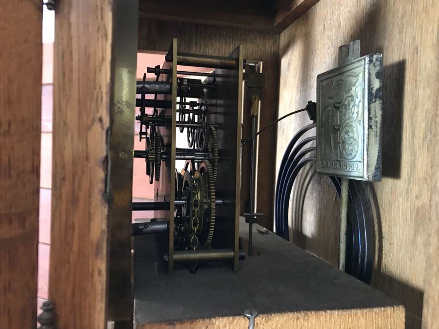 Stunning Arts & Crafts Carved Wooden Grandfather Case Clock With D.G.M.S. Clock Movement - Was Working May Need Servicing [Photo 16]