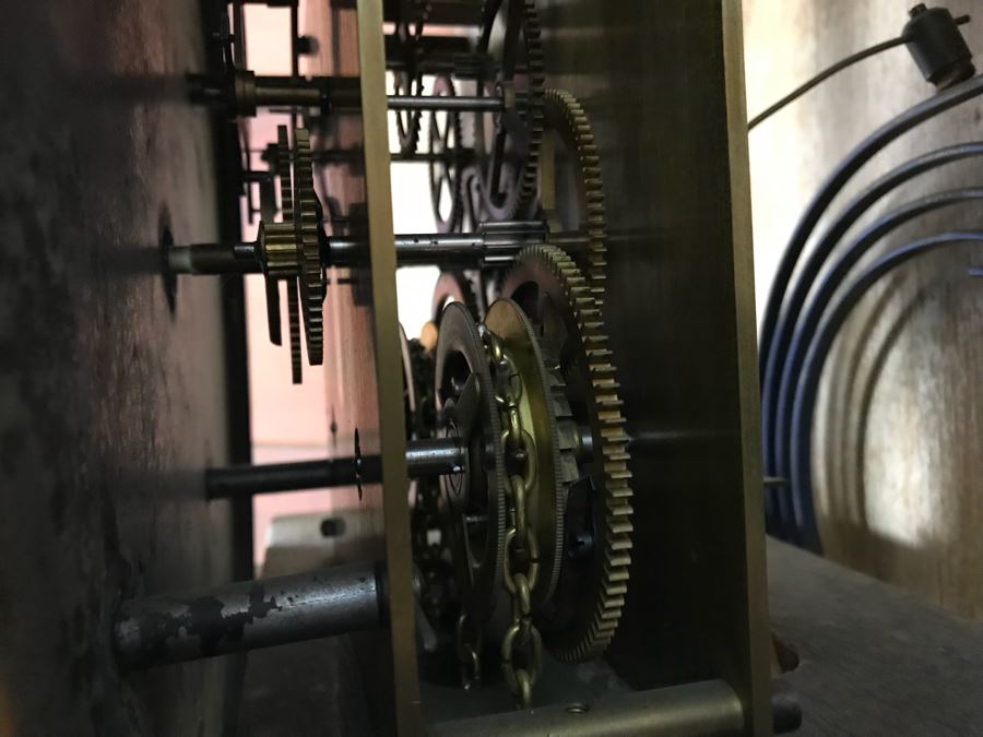 Stunning Arts & Crafts Carved Wooden Grandfather Case Clock With D.G.M.S. Clock Movement - Was Working May Need Servicing [Photo 18]