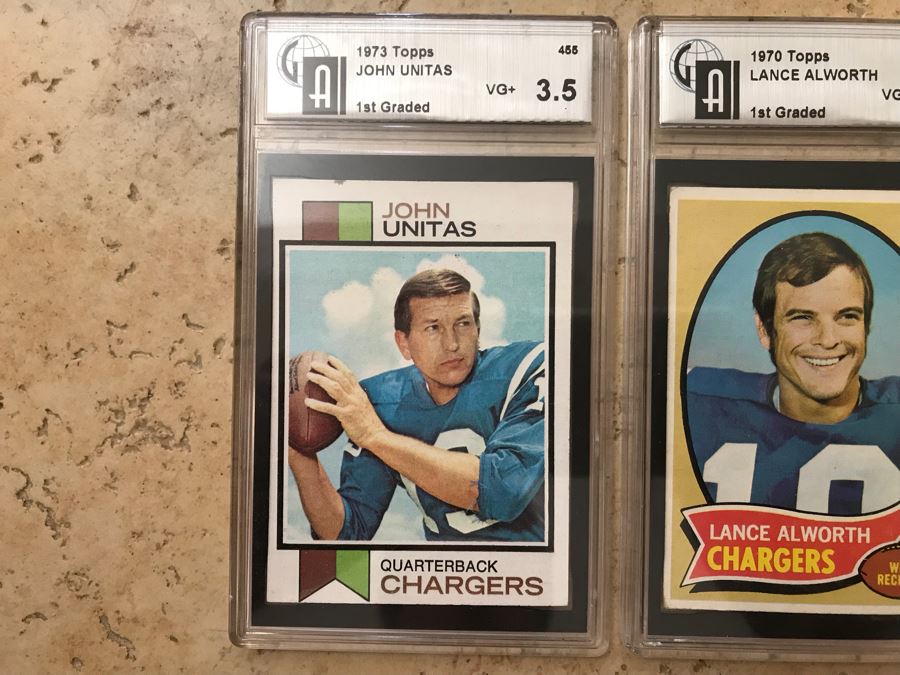 (3) Vintage Graded Football Cards: San Diego Chargers John Unitas, San Diego Chargers Lance Alworth And New York Giants Charley Conerly [Photo 3]