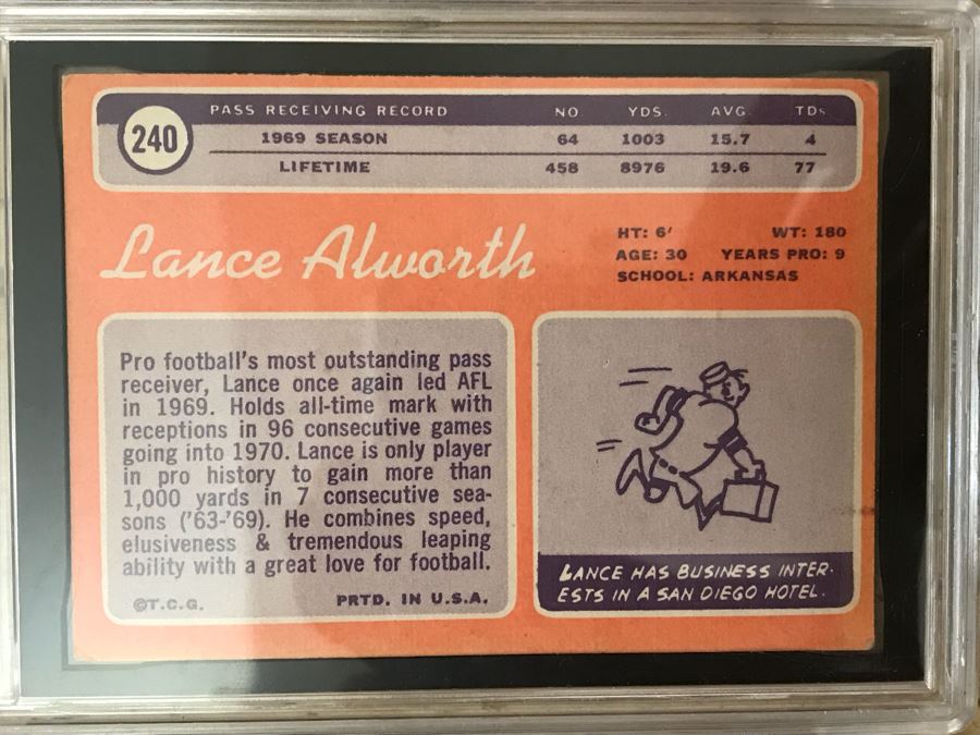 (3) Vintage Graded Football Cards: San Diego Chargers John Unitas, San Diego Chargers Lance Alworth And New York Giants Charley Conerly [Photo 12]